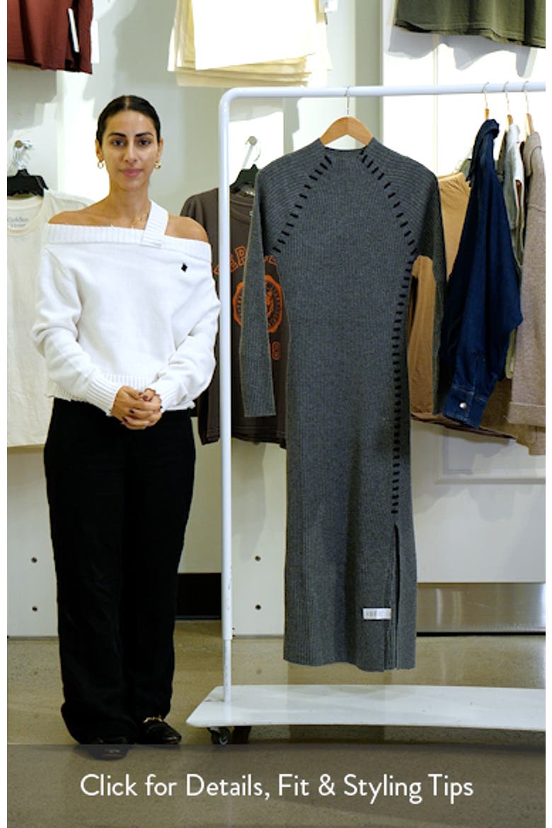 Imara Long Sleeve Rib Wool Blend Sweater Dress video