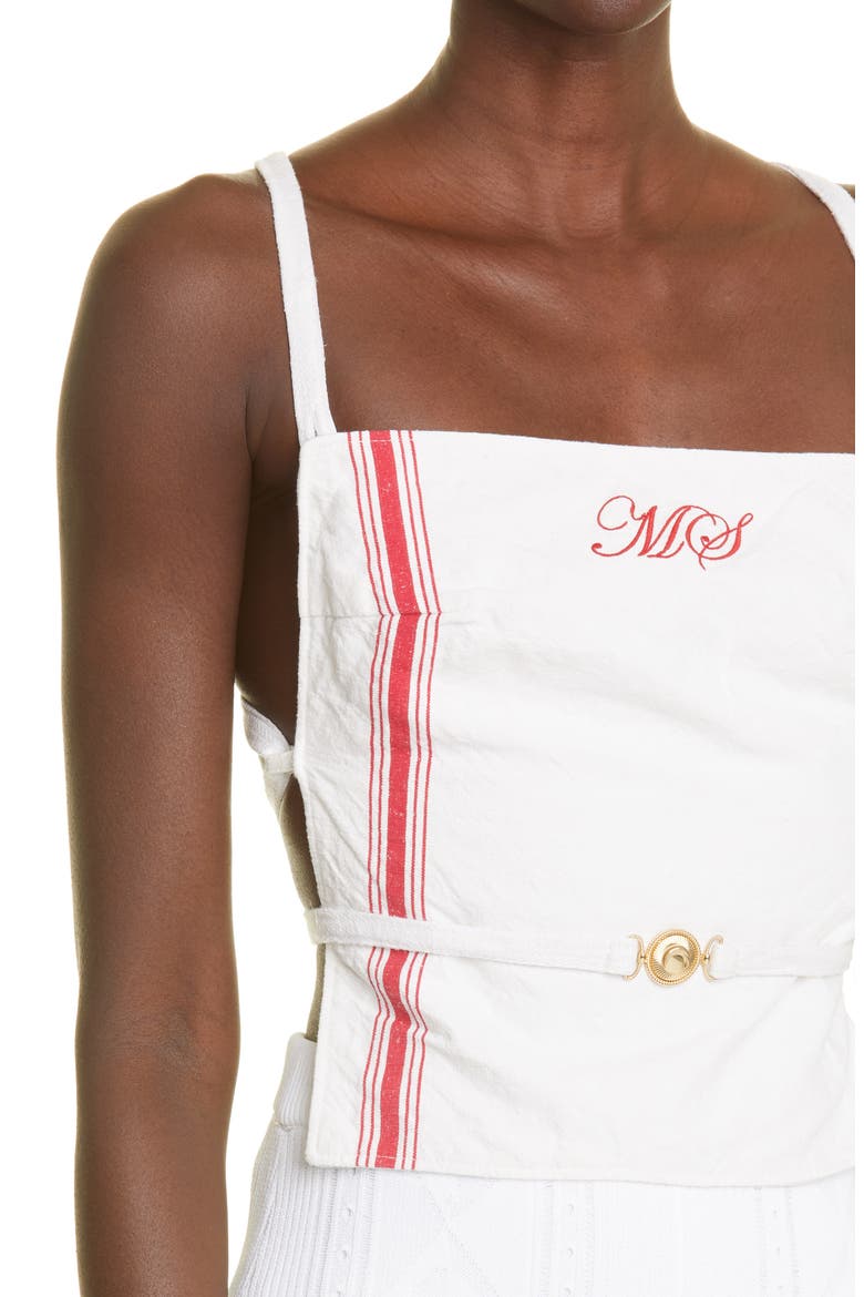 Tea Towels Cotton Apron Top, Alternate, color, BROKEN WHITE