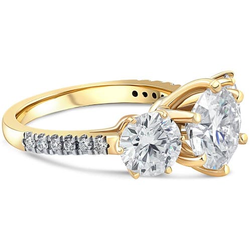 Bliss Diamond 6 1/4 Ct Three Stone Diamond Engagement Ring Lab Grown Gold In 10k Yellow Gold