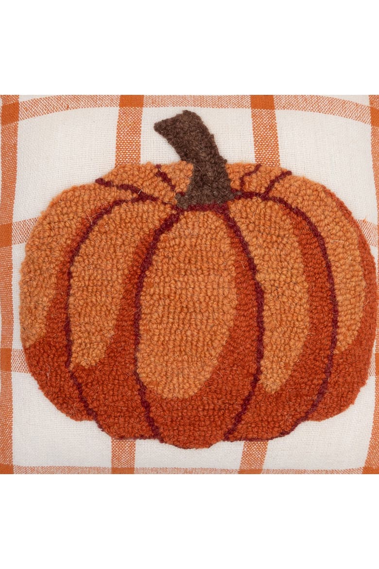 Harvest Pumpkin Hooked Throw Pillow 12" x 12", Alternate, color, Orange