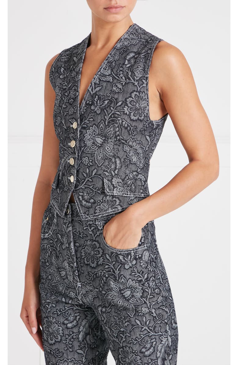 Temperley London Francis Denim Waistcoat, Main, color, Washed Black