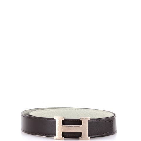 Constance Martelee H Reversible Belt Leather with Hammered Hardware Wide