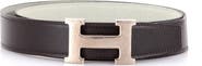 Pre-Owned Hermes Constance Martelee H Reversible Belt Leather with Hammered Hardware Wide