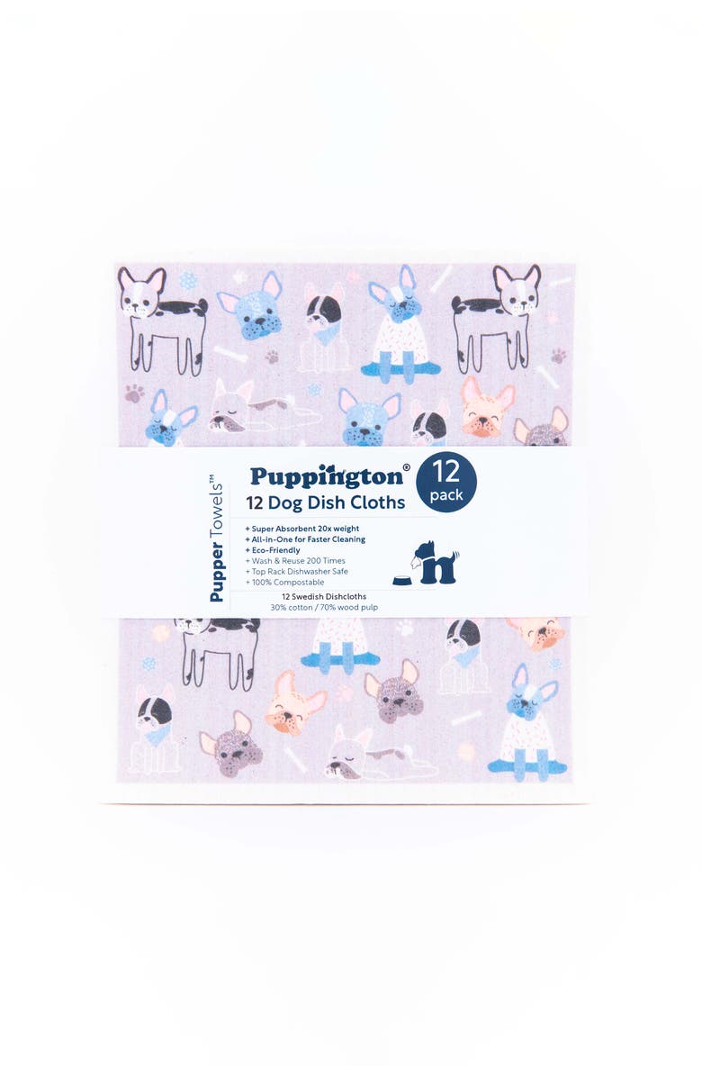 Puppington Pupper Towels 12-Pack Swedish Dish Cloths for Kitchen, Alternate, color, Doggie Dozen Breeds