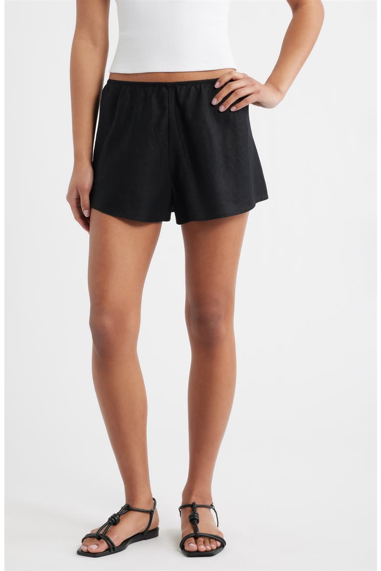 Loren Linen Shorts, Main, color, BLACK