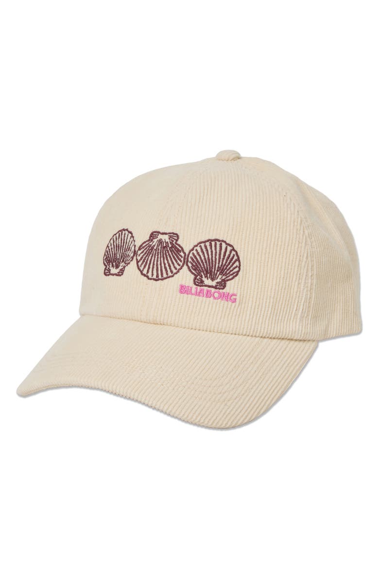 Billabong Embroidered Cotton Twill Baseball Cap, Main, color, Winter White