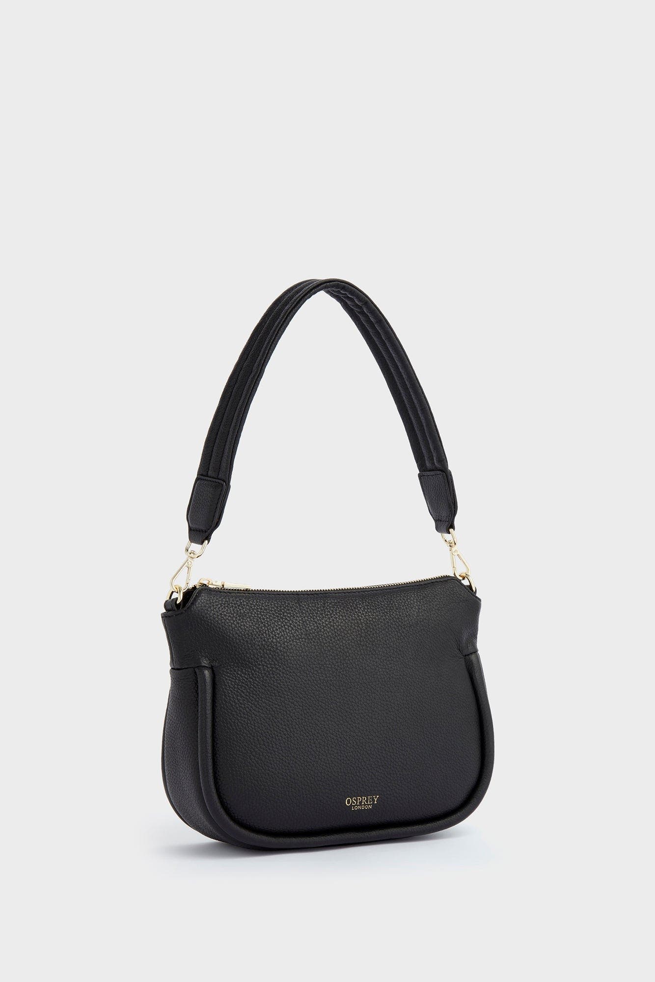 Osprey London The Hendrix Leather Shoulder Bag, Main, color, Black
