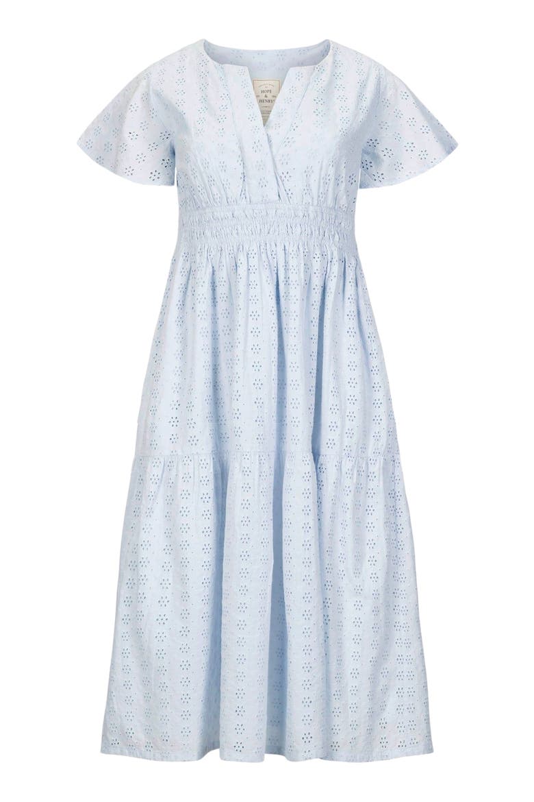 Women's Organic Tiered Eyelet Dress, Alternate, color, Pale Blue Eyelet