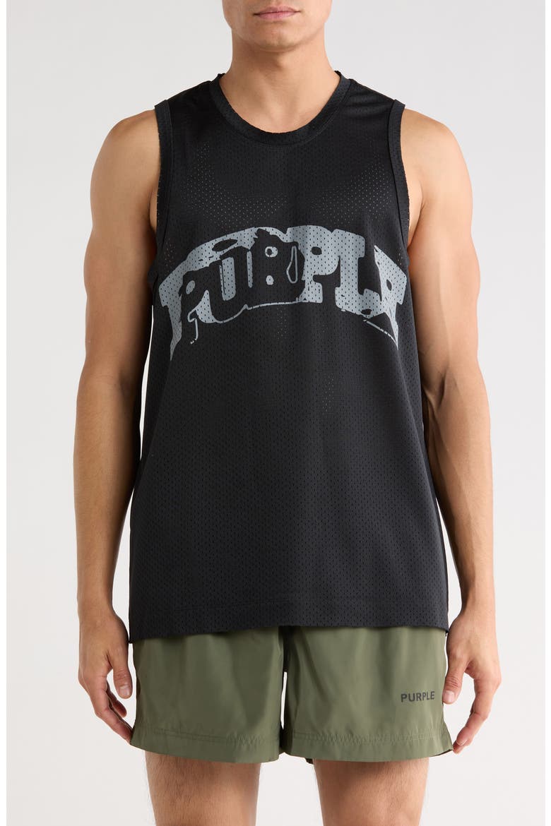 Mesh Graphic Tank, Main, color, BLACK