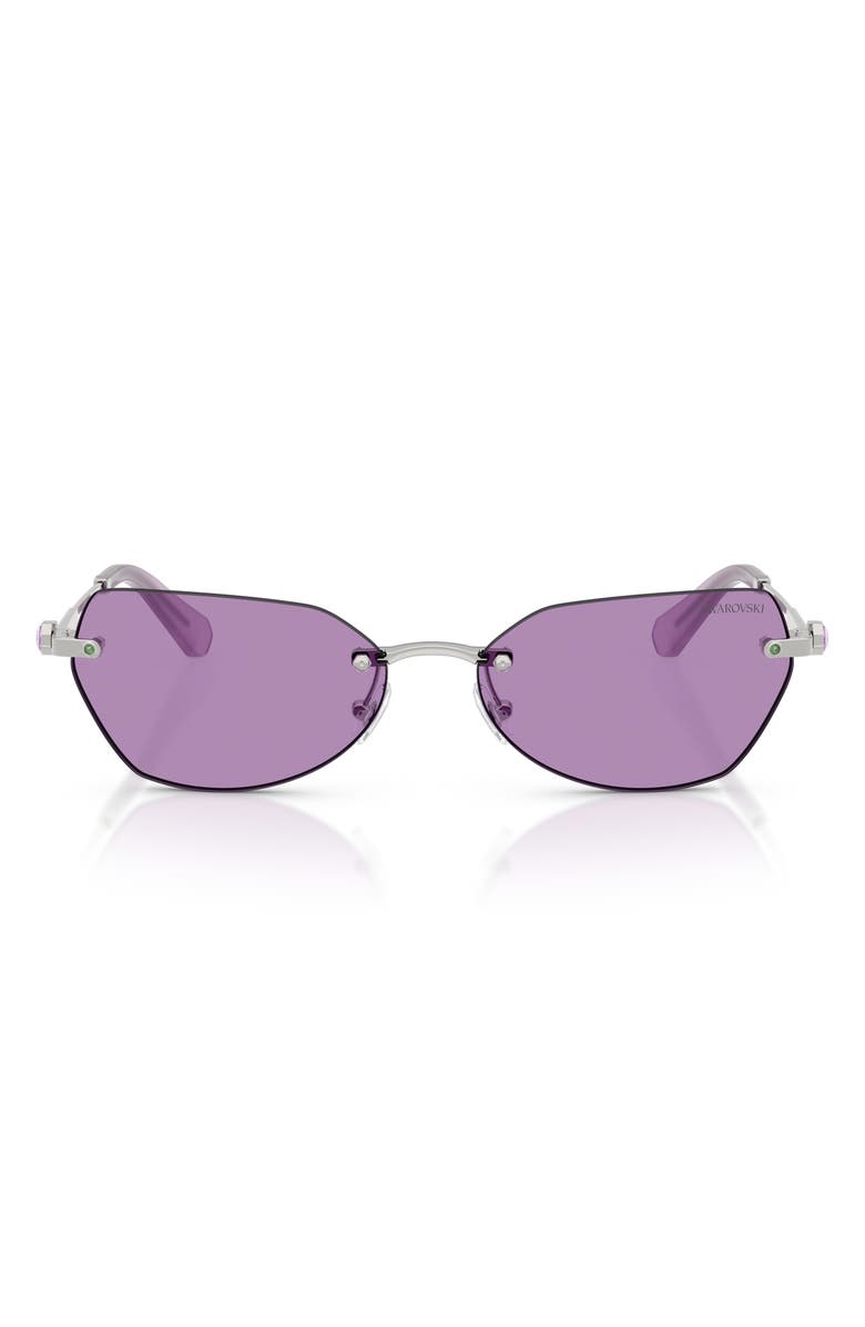 Swarovski 58mm Irregular Sunglasses, Main, color, Silver / Violet