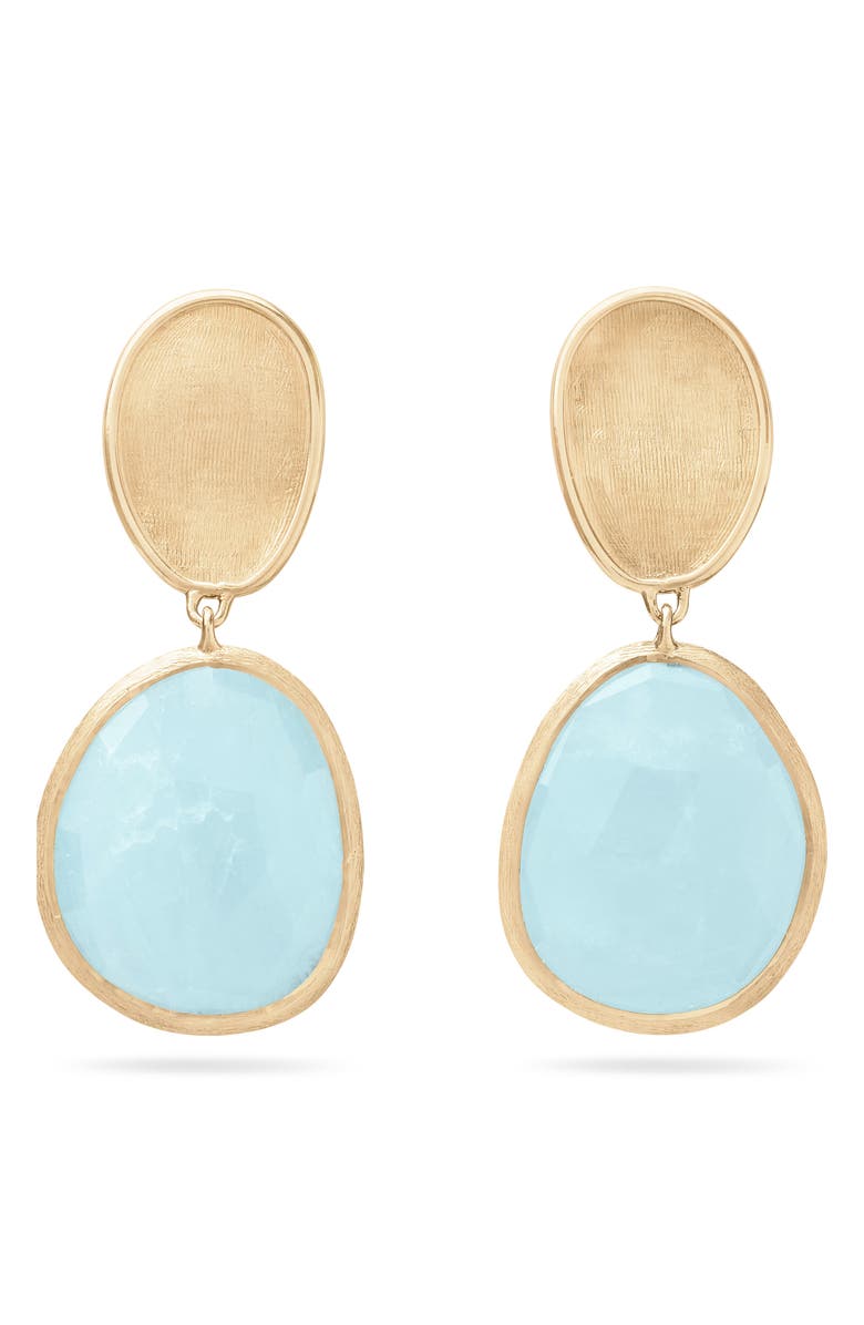 Marco Bicego Lunaria Aquamarine Drop Earrings, Main, color, 18K Yellow Gold