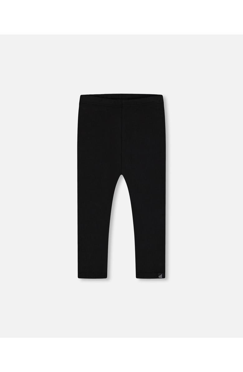 Deux par Deux Little Girl's Rib Leggings Black, Main, color, 