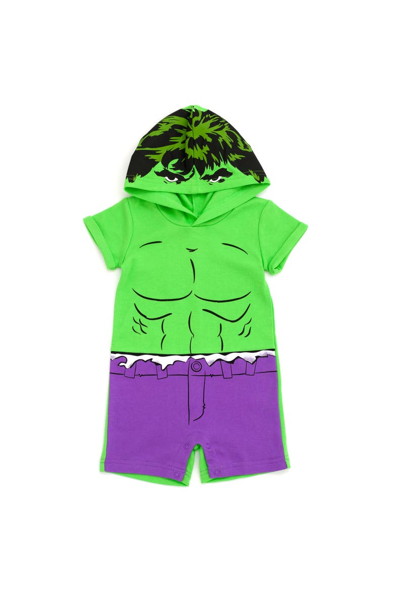 Cosplay Hooded Romper, Main, color, Hulk Green Purple