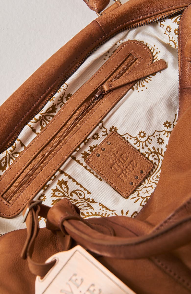 Free People We The Free Emerson Lambskin Leather Tote, Alternate, color, Saddle