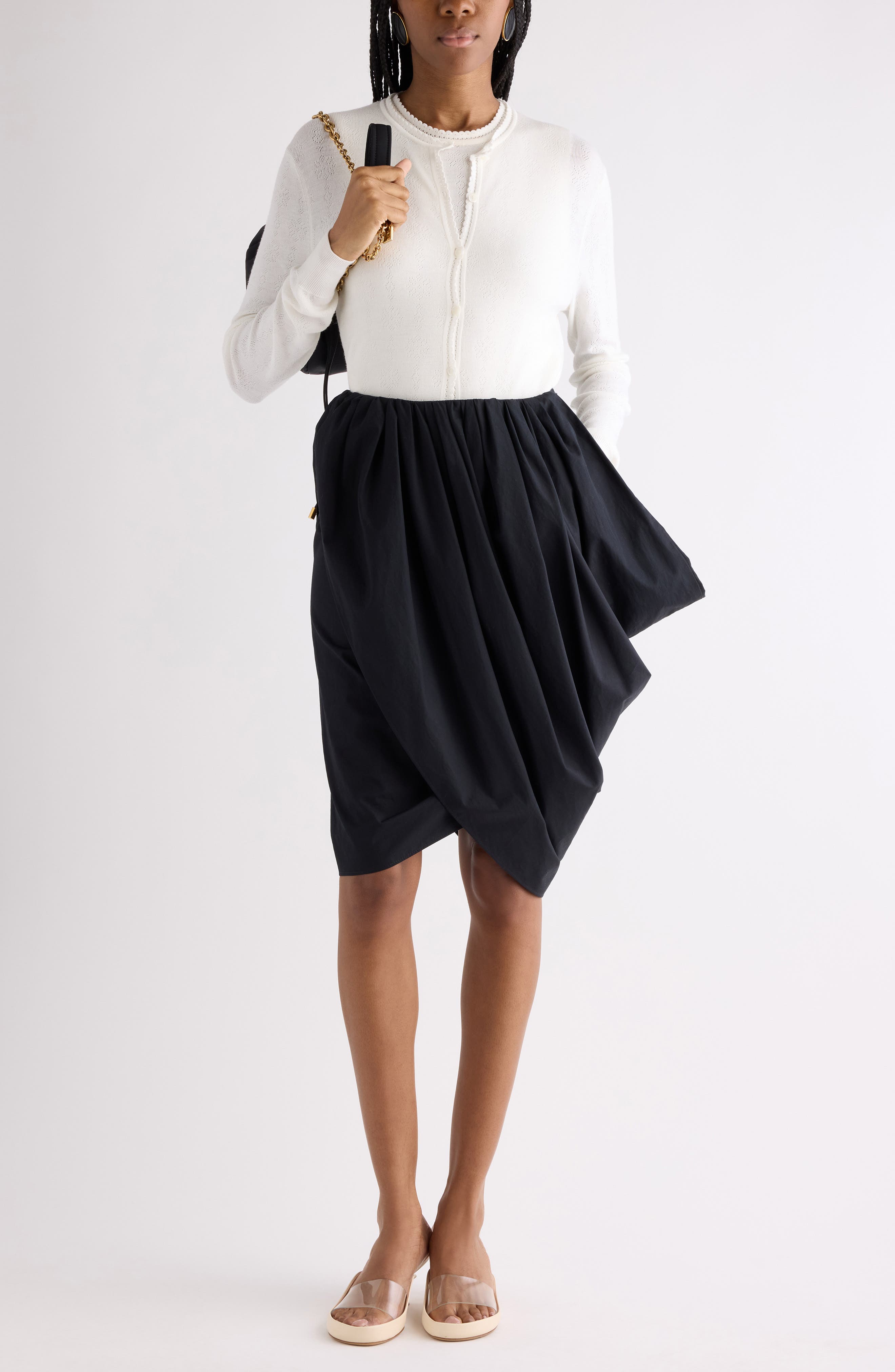 Draped Organic Cotton Poplin Skirt - image 2