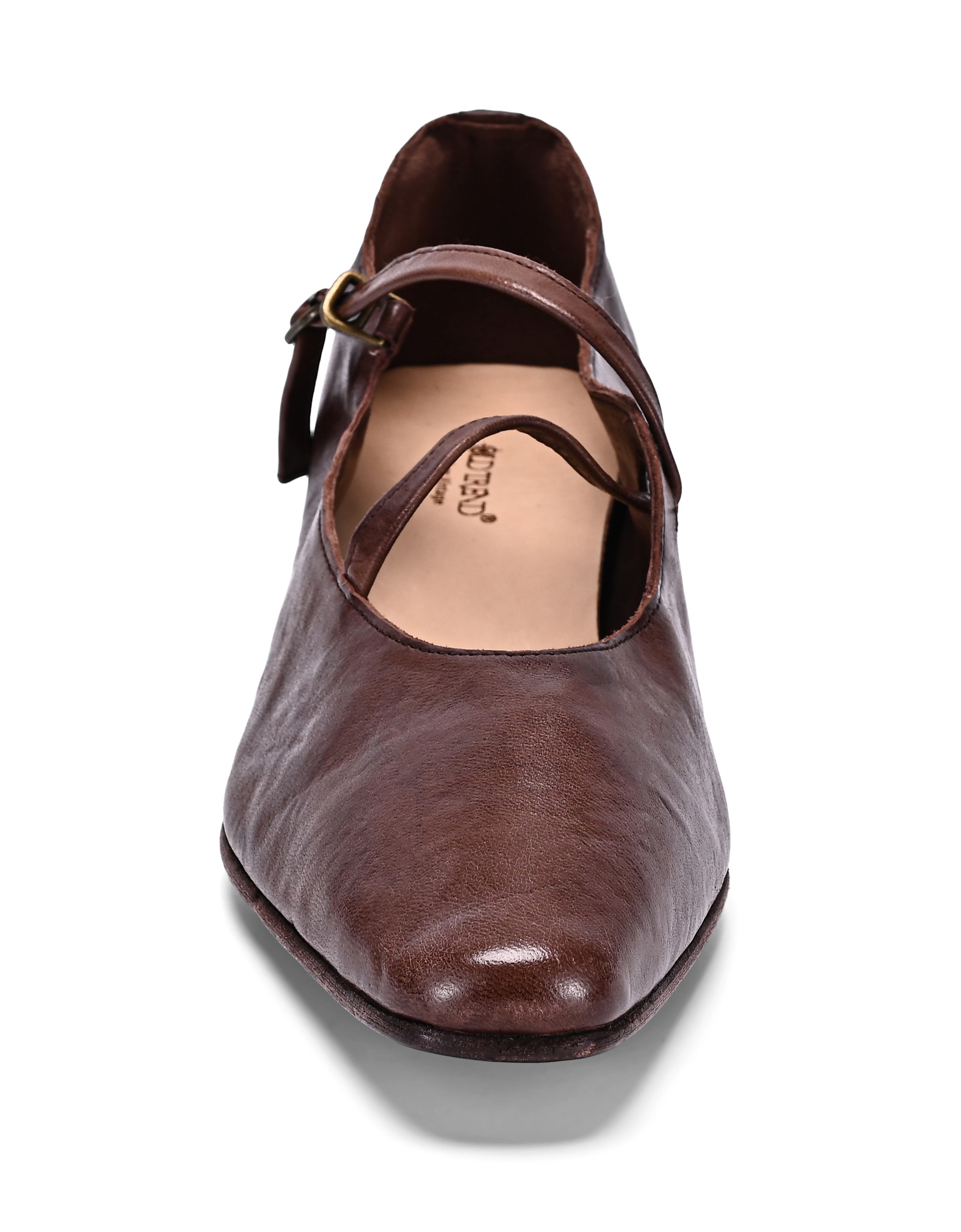 Ribbon Genuine Leather Elegant Strap Mary Jane Heel, Alternate, color, Coffee