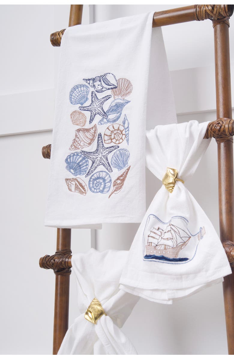 C&F Home Ship In A Bottle Kitchen and Bathroom Embroidered Hand Towel, Alternate, color, Blue