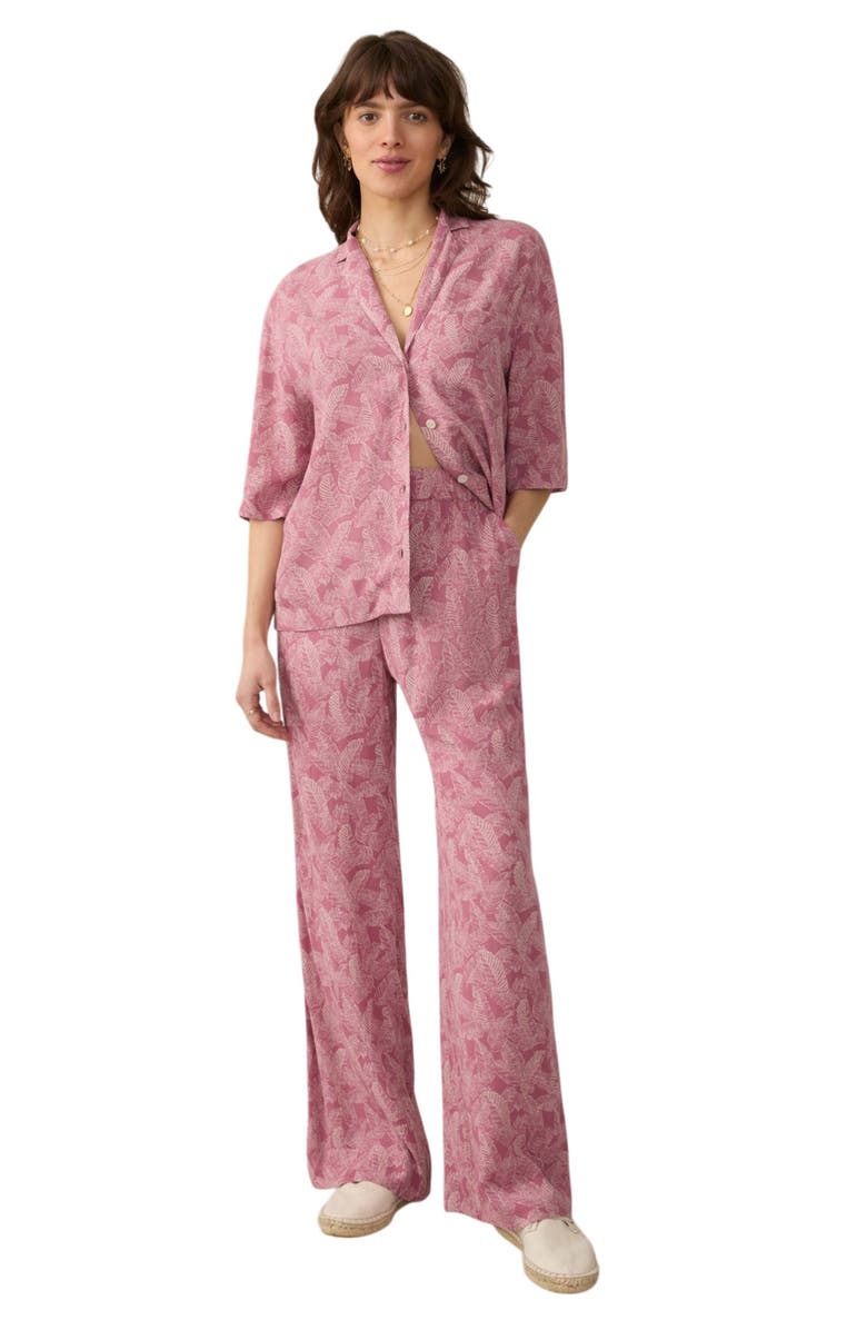 Faherty Cabana Print Pants, Alternate, color, Dusty Rose Banana Leaf