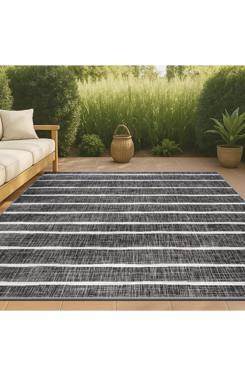 JONATHAN Y Colonia Berber Stripe Indoor/Outdoor Area Rug, Alternate, color, Black/Ivory