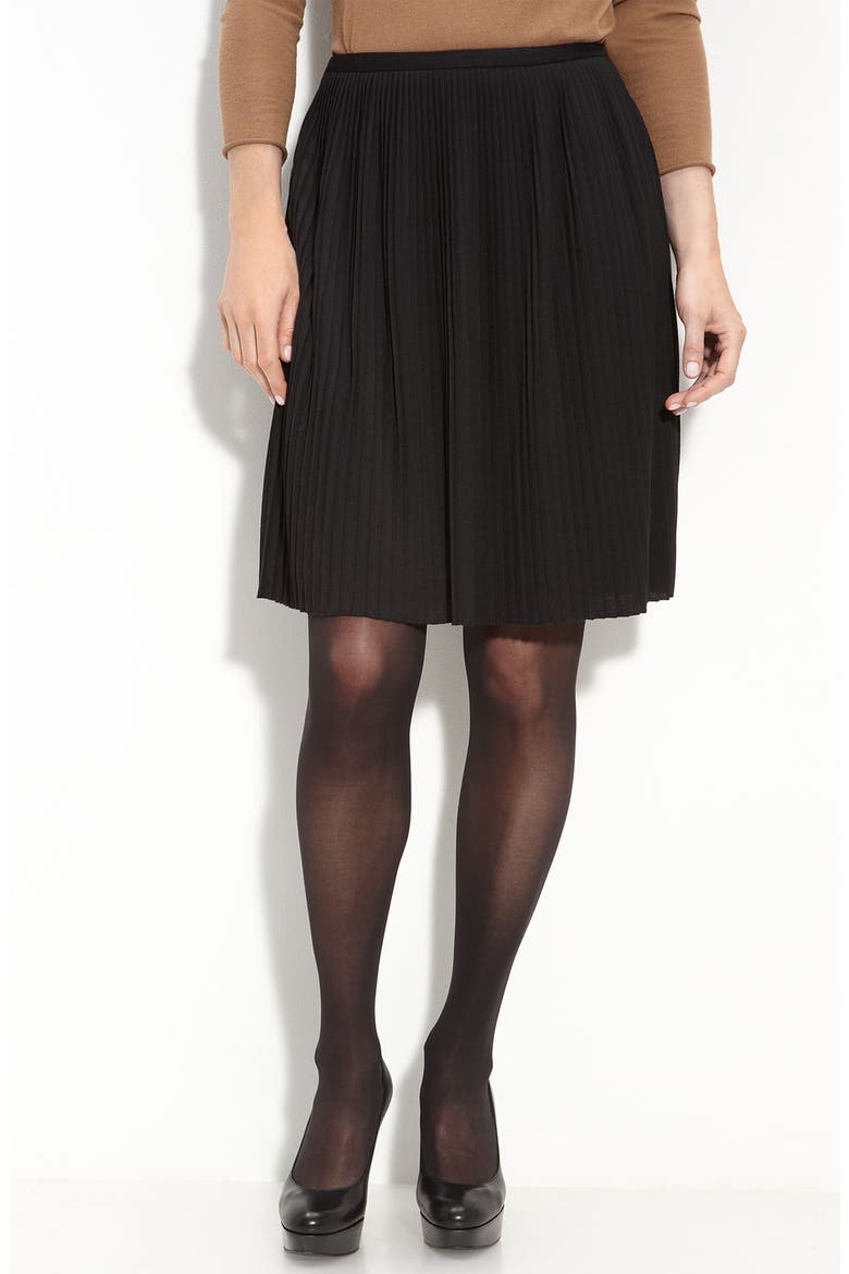 Pleated Knit Skirt, Main, color, BLACK