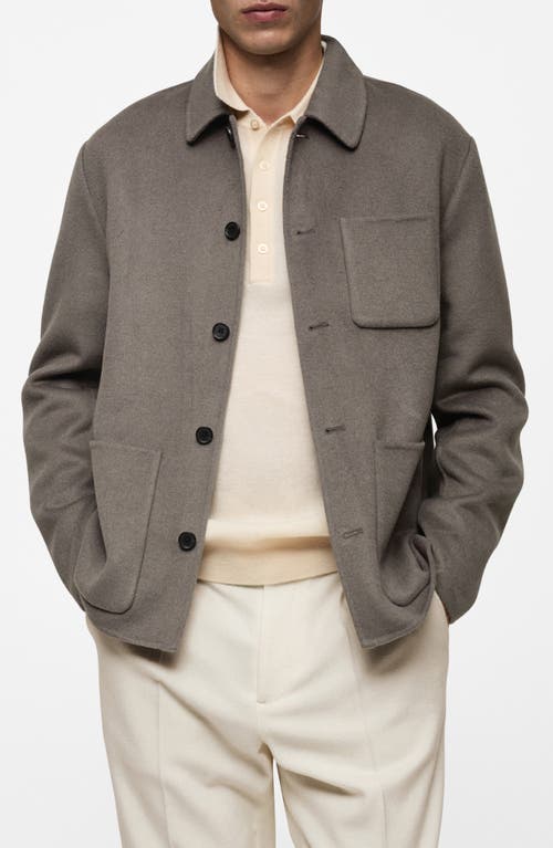 Mango Men's Wool-blend Overshirt In Medium Brown