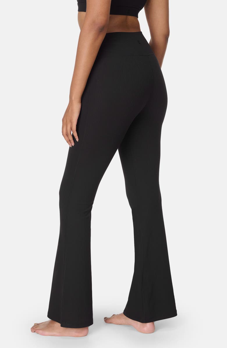 Sweaty Betty Glow Flex Rib Flare Pants, Alternate, color, Black