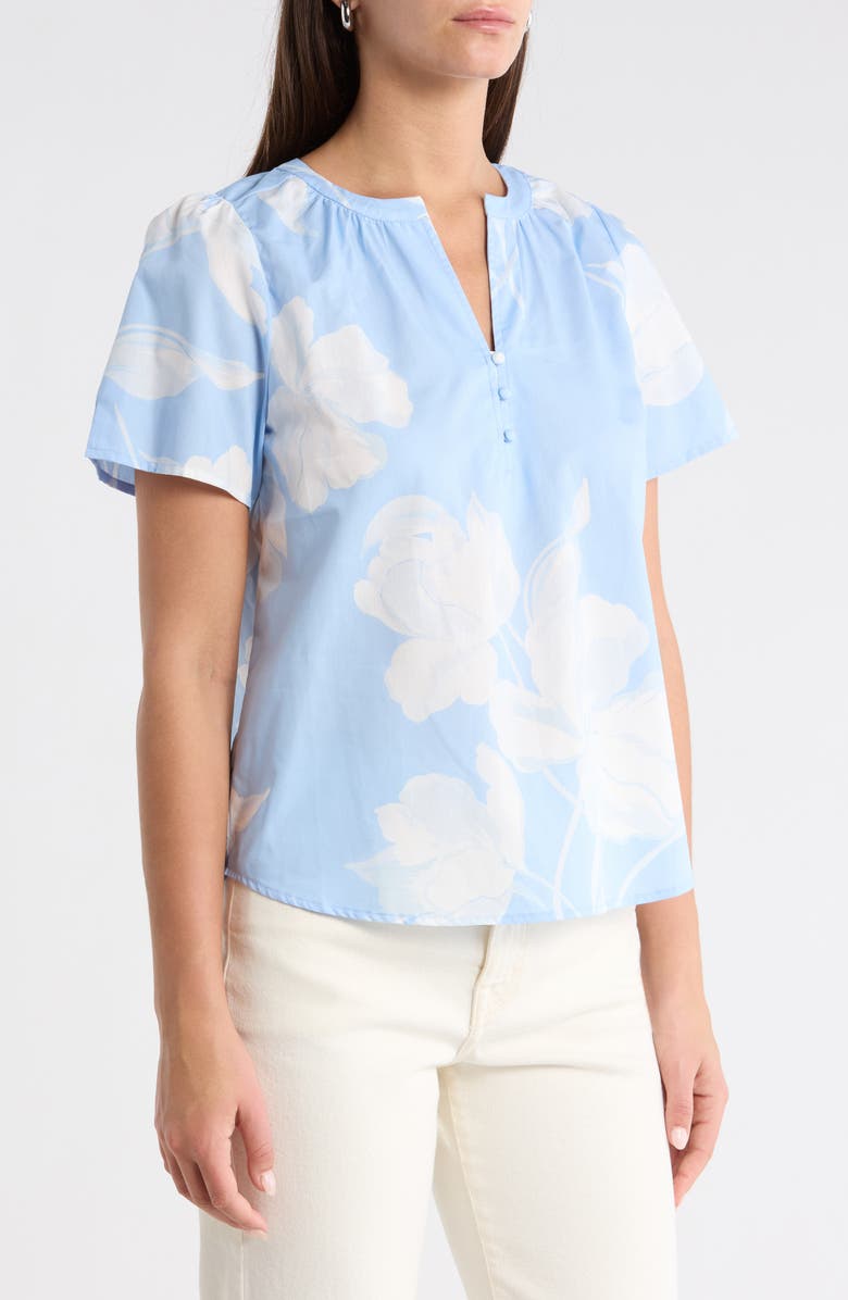 SUGARLIPS Afina Floral Cotton Top, Alternate, color, Baby Blue Multi