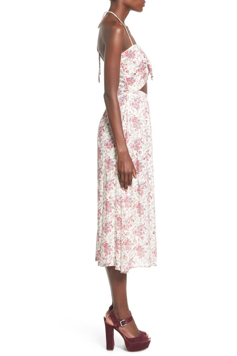 Floral Print Halter Midi Dress, Alternate, color, GARDEN PRINT