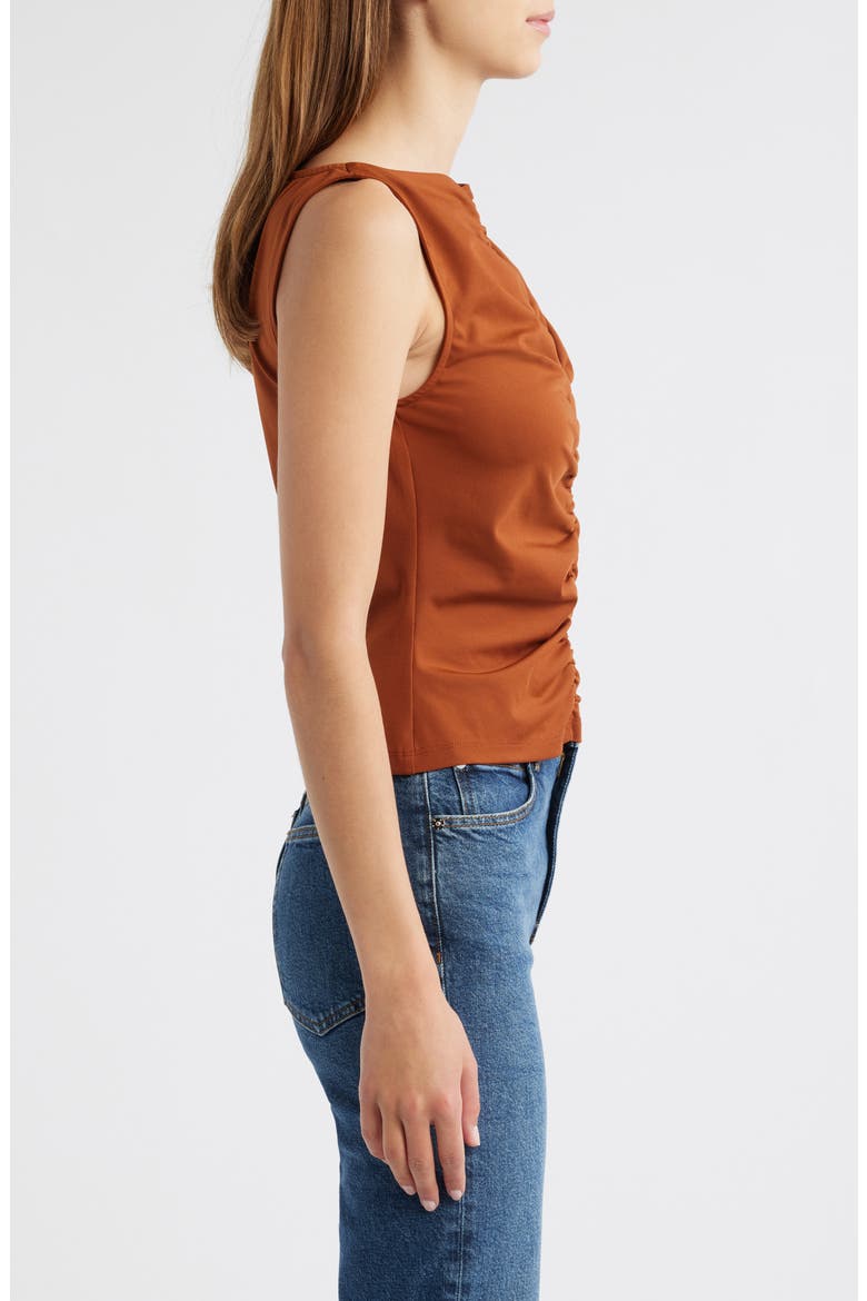 Ruched Sleeveless Top, Alternate, color, CHESTNUT