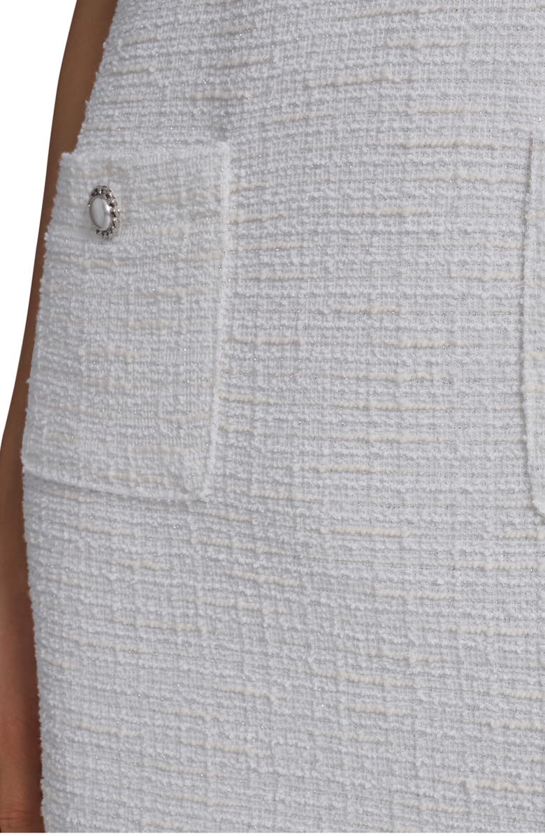 KARL LAGERFELD Metallic Tweed Shift Minidress, Alternate, color, Soft White
