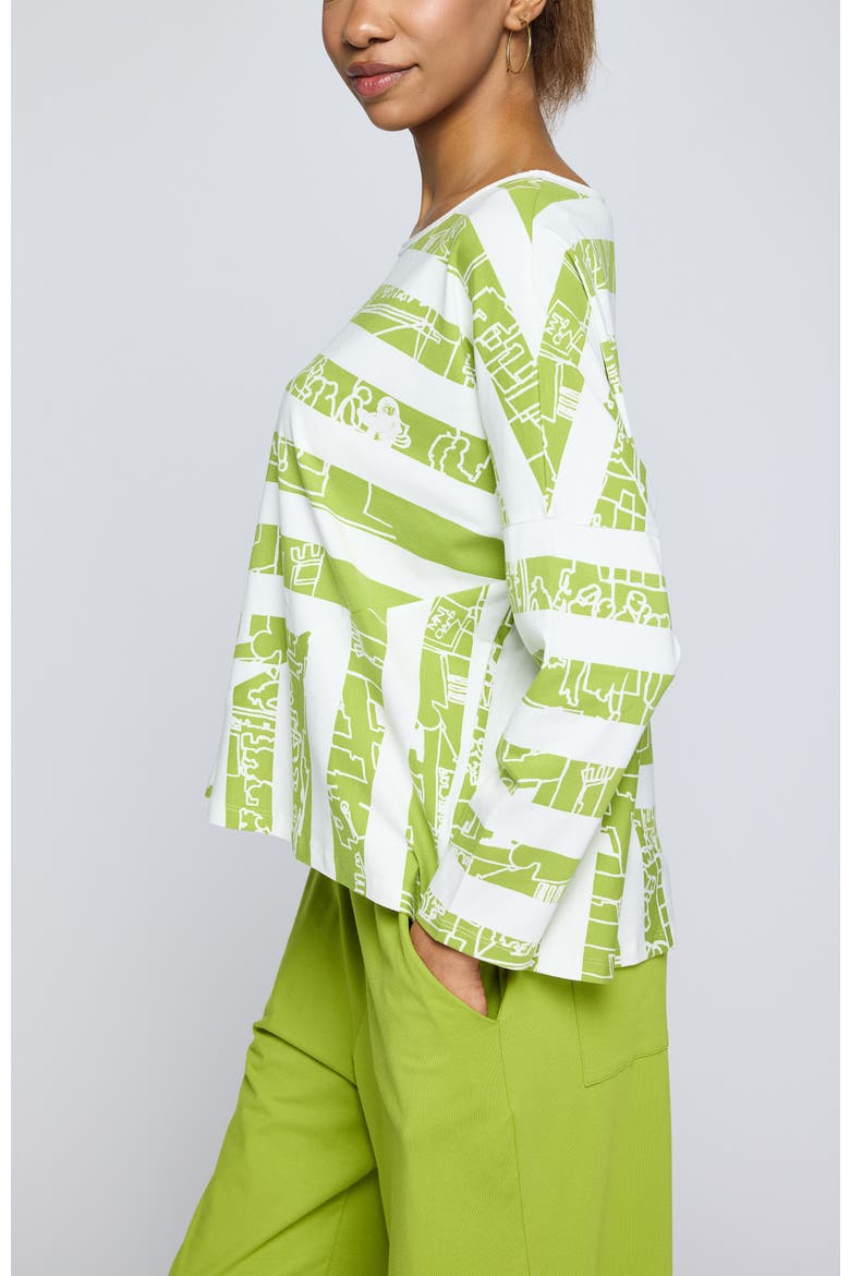 Astraea Striped Cotton Jersey Blouse, Alternate, color, Lime