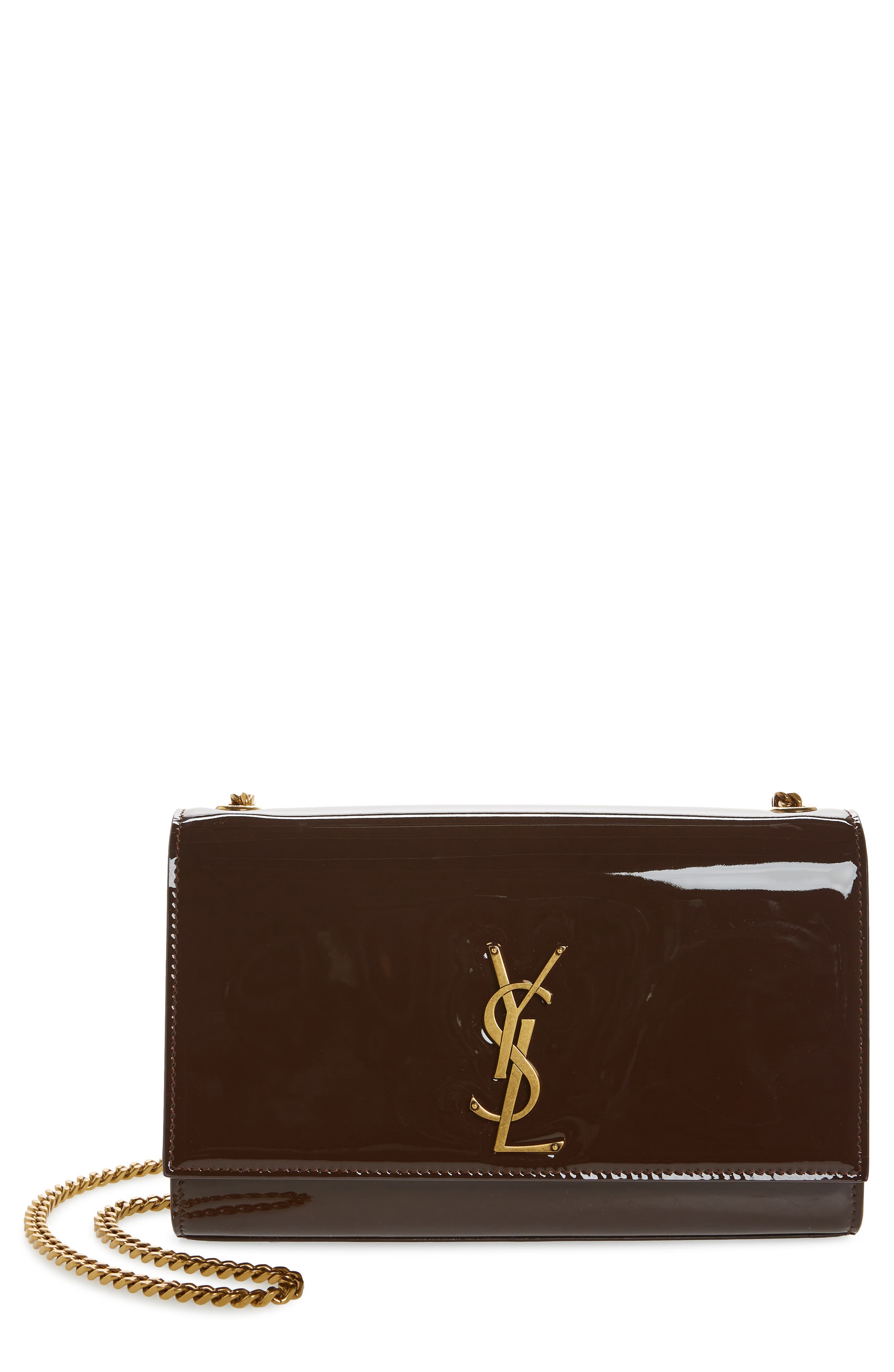 Saint Laurent Medium Kate Patent Leather Chain Shoulder Bag, Main, color, 
