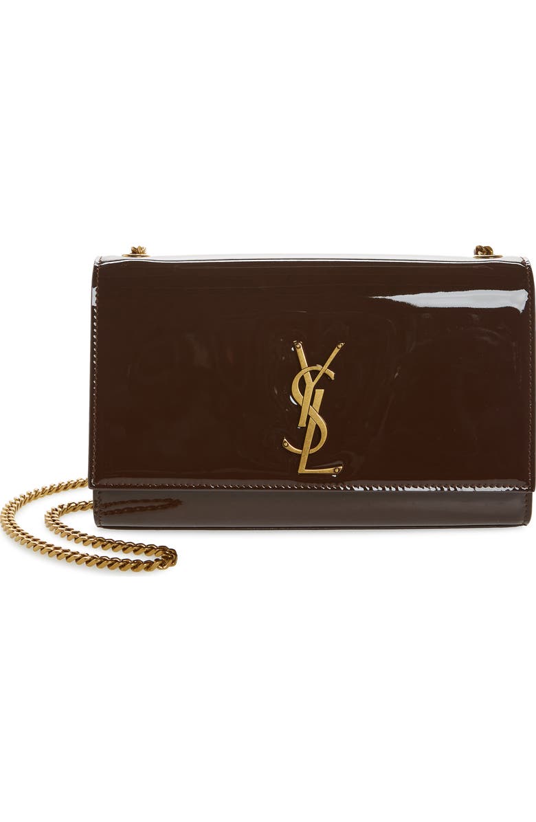 Saint Laurent Medium Kate Patent Leather Chain Shoulder Bag, Main, color,