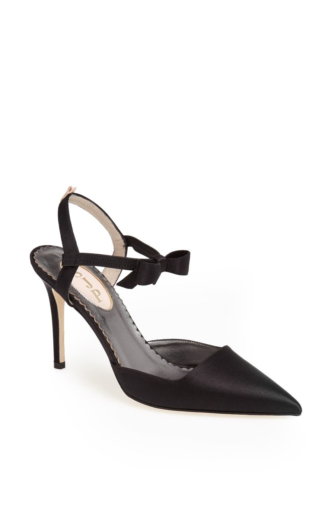 SJP 'Pola' Pointy Toe Pump, Main, color, BLACK SATIN