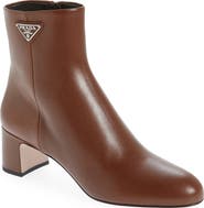 Prada Logo Block Heel Bootie