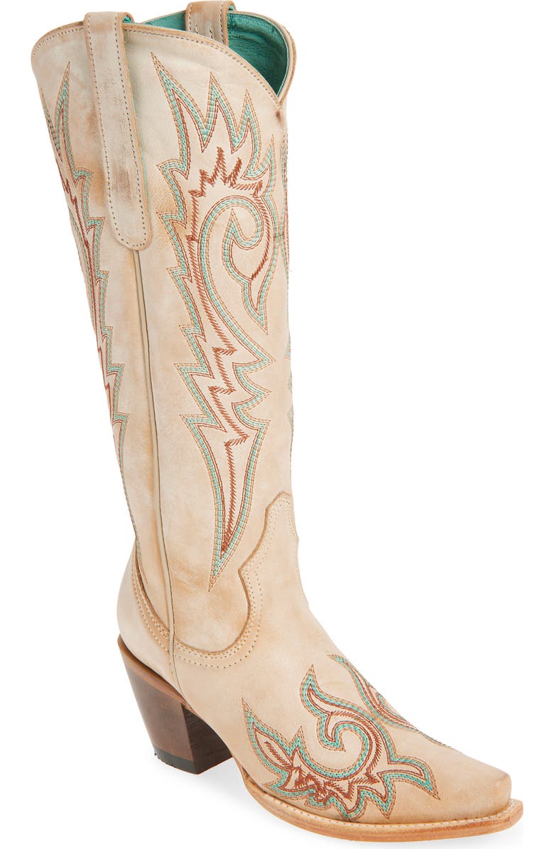 CORRAL Embroidered Western Boot, Main, color, Bone