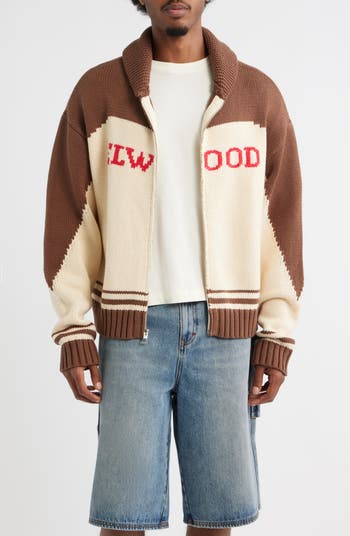 Camp Shawl Collar Zip Cardigan