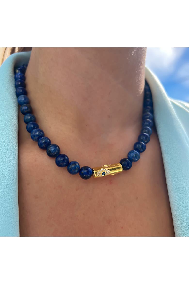 Lapis Beaded Rod Eye Necklace, Alternate, color, blue