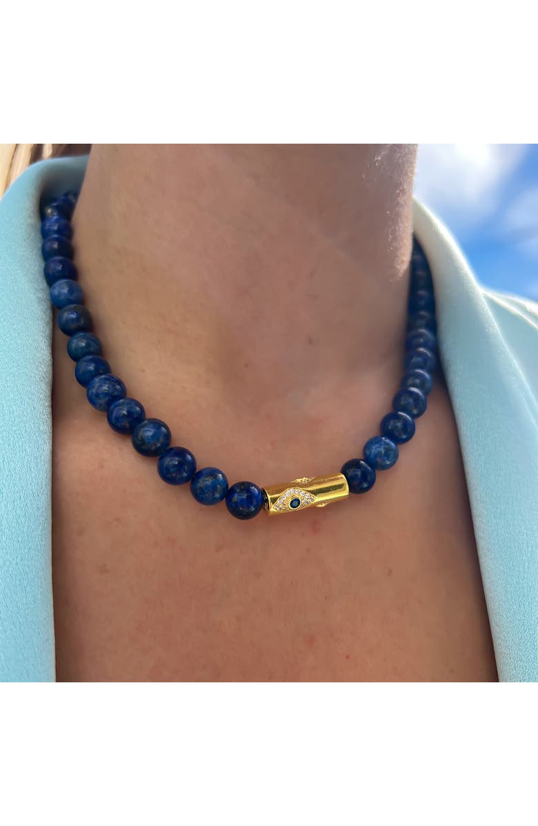 Gemma Azzurro Lapis Beaded Rod Eye Necklace, Alternate, color, Blue