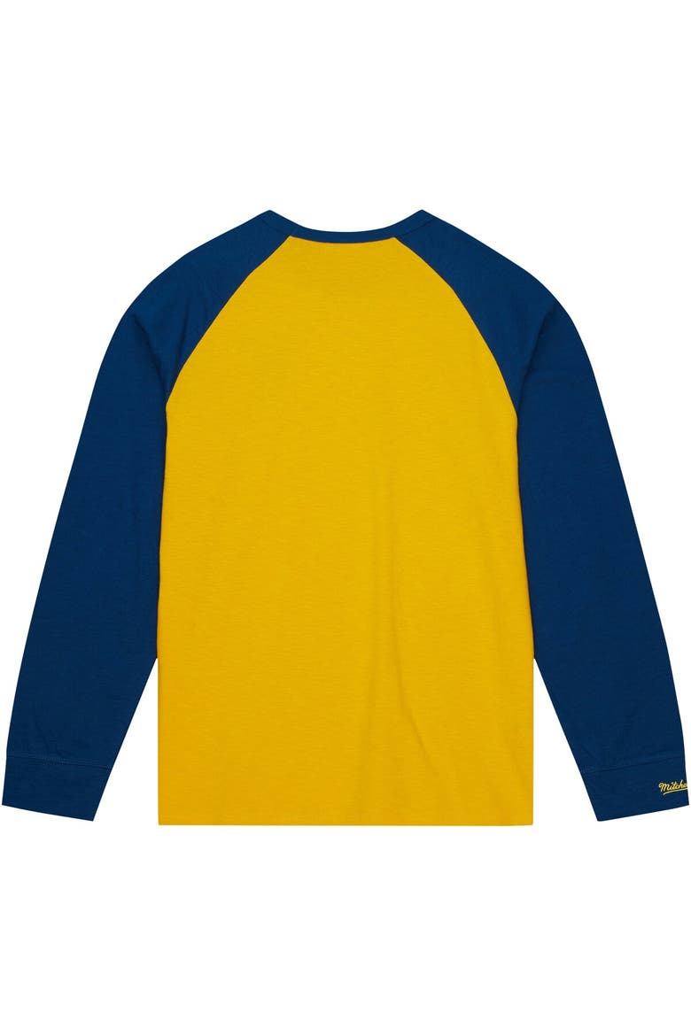 Men's Mitchell & Ness Gold West Virginia Mountaineers Legendary Slub Raglan Long Sleeve T-Shirt, Alternate, color, Gold