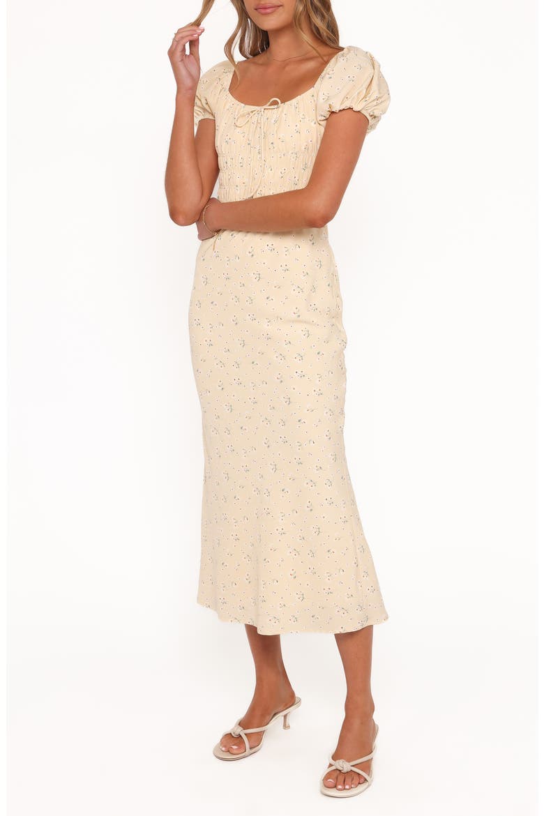 Teigan Floral Midi Dress, Alternate, color, YELLOW FLORAL