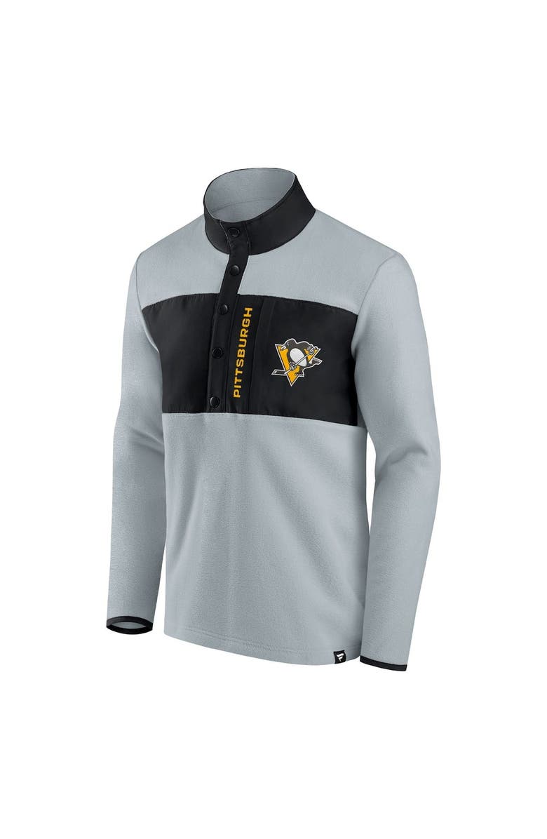 FANATICS Men's Fanatics Branded Gray/Black Pittsburgh Penguins Hockey Polar Fleece Quarter-Snap Jacket, Alternate, color, 