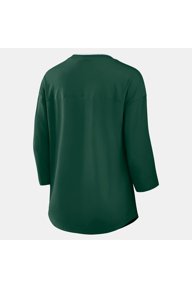 Women's Fanatics  Green Green Bay Packers Team First Deceptive Juke 3/4-Sleeve V-Neck T-Shirt, Alternate, color, Green