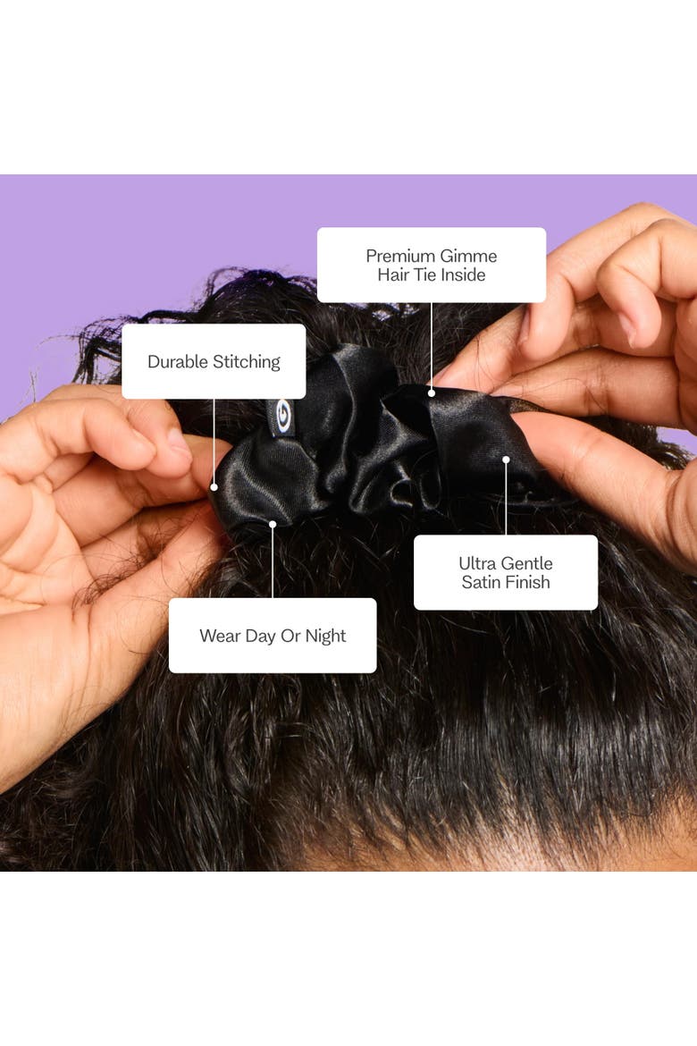 Large Satin Hair Scrunchies, Alternate, color, Black