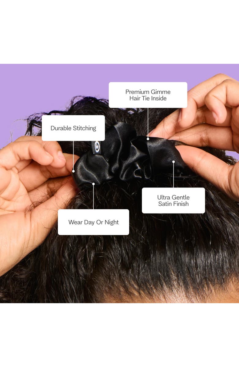 Gimme Beauty Large Satin Hair Scrunchies, Alternate, color, Black