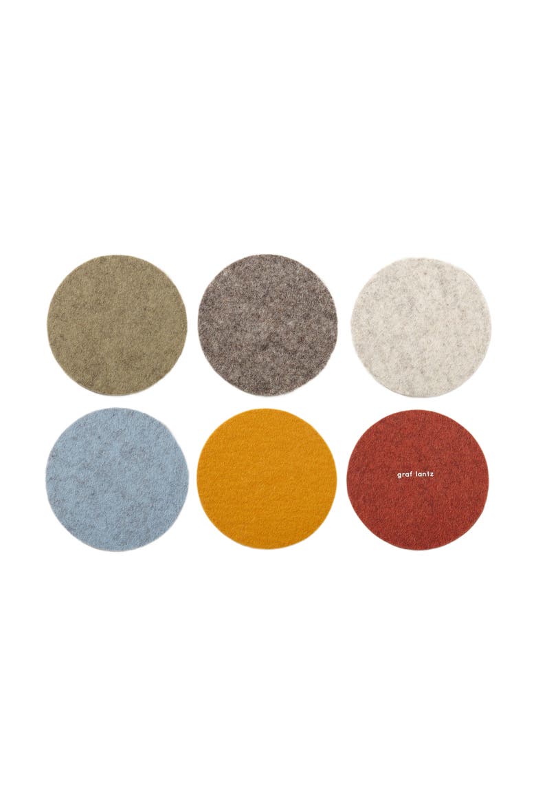 Bierfilzl Merino Wool Round Coaster Multi 6 Pack, Main, color, Desert Sun