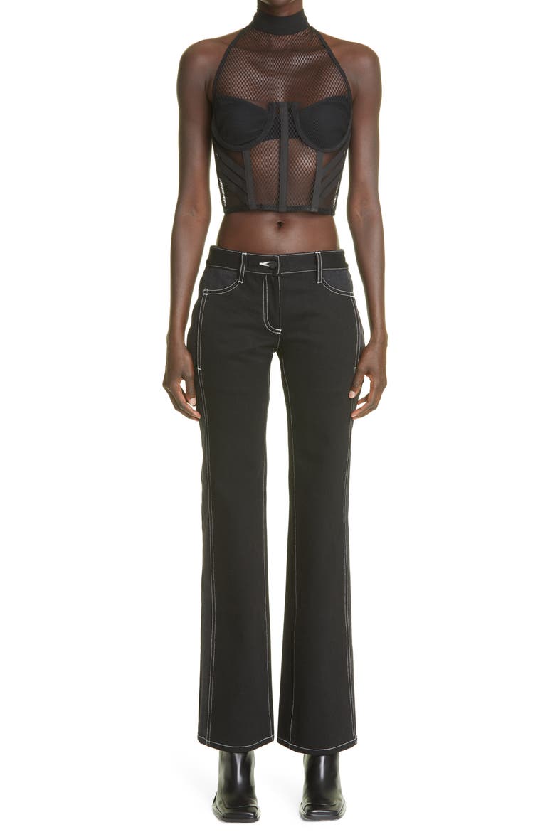 Halter Neck Mesh Bralette Top, Alternate, color, BLACK