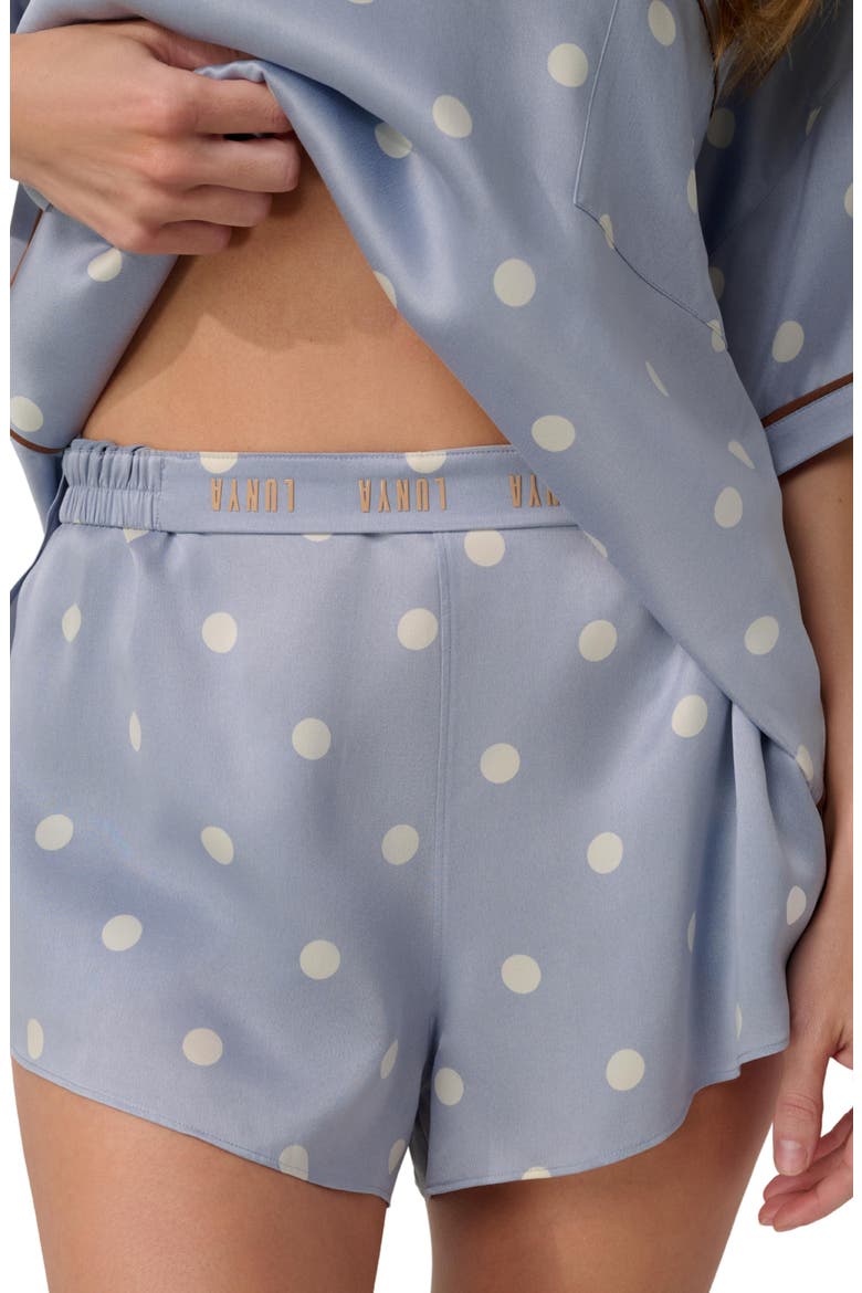 Washable Silk Short Pajamas, Alternate, color, RIVIERA DOT/ ICED COFFEE