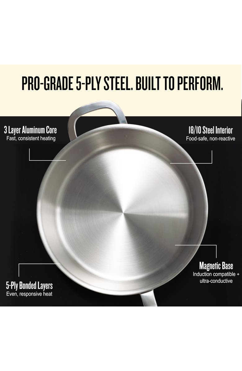 Alva Maestro 3-Piece 5-Ply Stainless Steel Frying Pan Cookware Set, Alternate, color, Silver