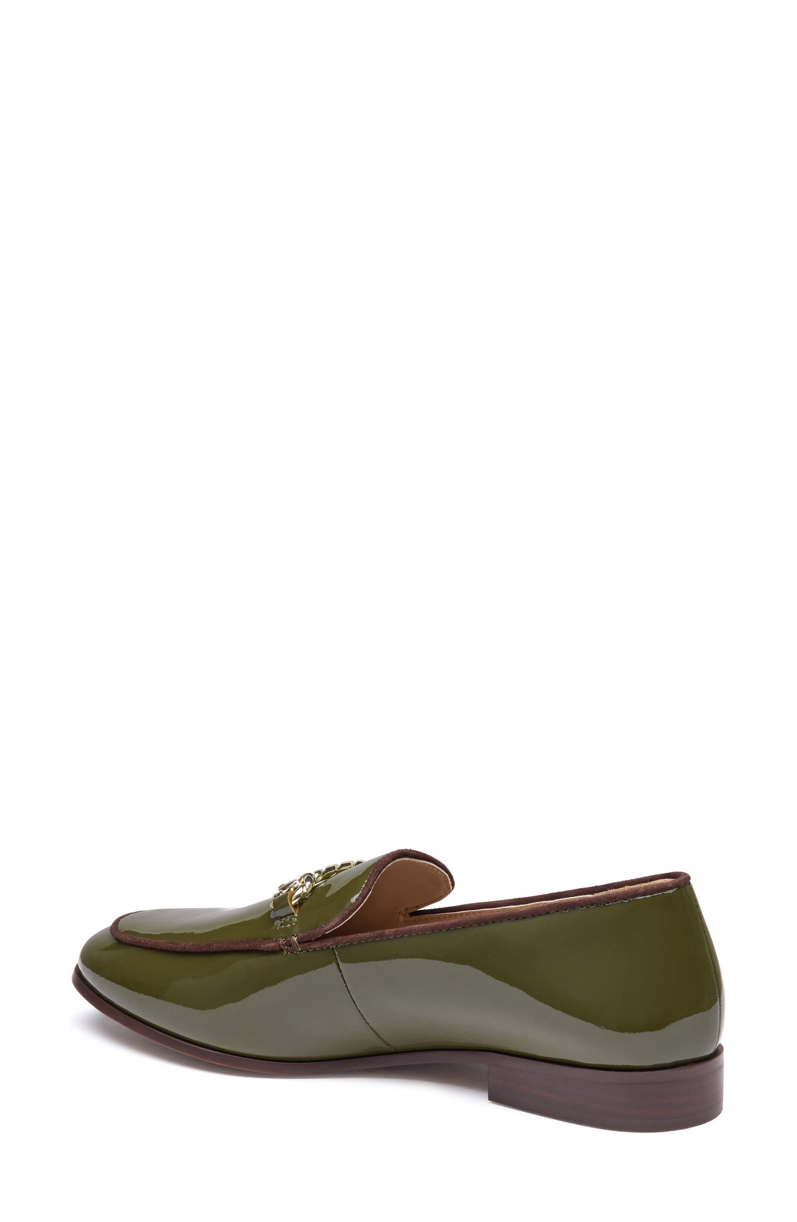 Ali Chain Leather Loafer, Alternate, color, OLIVE PATENT LEATHER